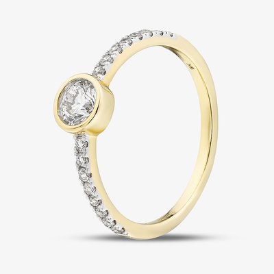 9ct Yellow Gold 0.50ct Certificated Round Cut Lab Grown Diamond Shoulder Set Solitaire Ring LGR47277-50 N (YG) (CERT)