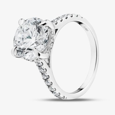 9ct White Gold 4.50ct Certificated Round Cut Lab Grown Diamond Shoulder Set Solitaire Ring LGR46907-450SF P (WG)(CERT)