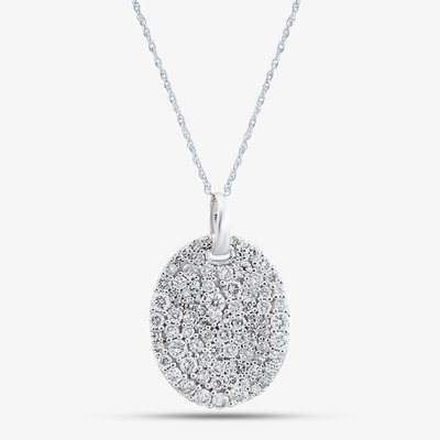 9ct White Gold 1.00ct Certificated Round Cut Lab Grown Diamond Oval Pendant Necklace LGP45518-100 (WG)