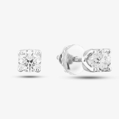 9ct White Gold 0.50ct Brilliant Cut Lab Grown Diamond Solitaire Stud Earrings LGE2534-50AN (WG)