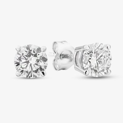 9ct White Gold 2.00ct Certificated Brilliant Cut Lab Grown Diamond Stud Earrings LGE2534-200 (WG)