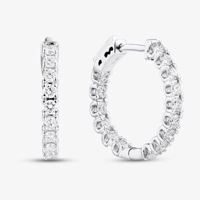 9ct White Gold 1.00ct Lab Grown Diamond Hoop Earrings LGE41046-100