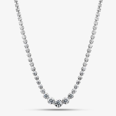 9ct White Gold 10.00ct Certificated Brilliant Cut Lab Grown Diamond Graduated Tennis Necklace LGN23469-1000SF