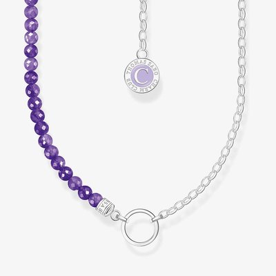 Silver Member Charm Violet Bead Necklace KE2190-007-13-L45V