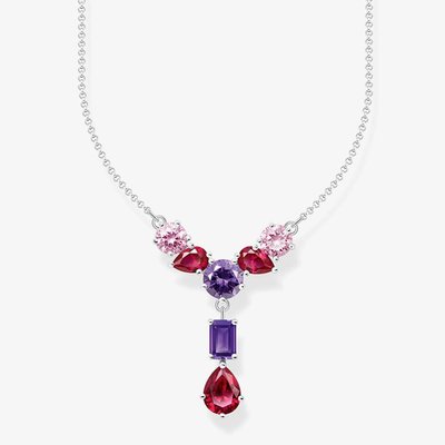Silver Seven Multicoloured Cubic Zirconia Y-Shape Necklace KE2195-477-7-L45V
