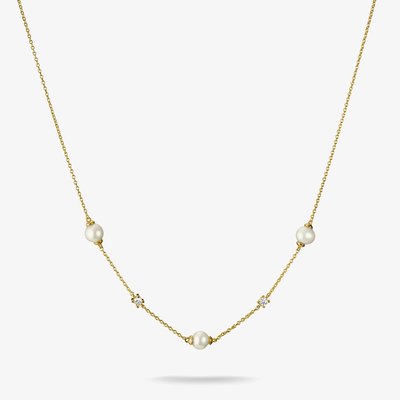 THOMAS SABO Classics 18ct Yellow Gold Plated Freshwater Pearls Necklace KE2120-M01-14-L45V