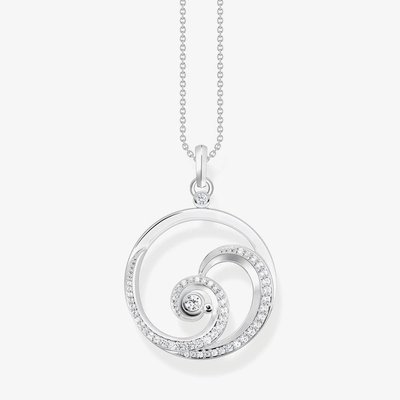 Ladies Silver Wave Pendant Necklace KE2143-051-14-L45V