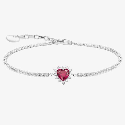 Romance Silver Ruby & Cubic Zirconia Heart Bracelet A2188-013-10-L19V