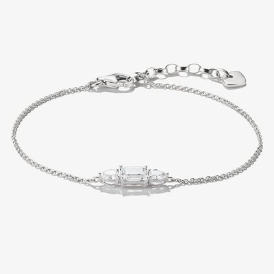 Bold Elegance Silver Three Stone Cubic Zirconia Bracelet A2221-051-14-L19V