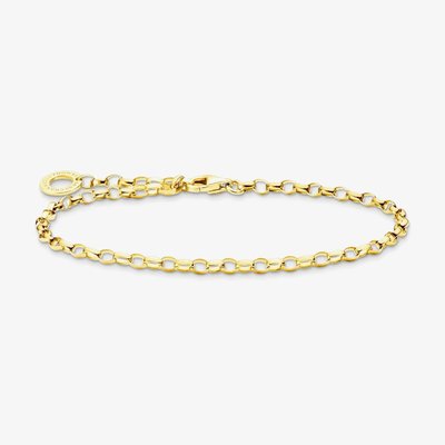 Charm Club 18ct Gold Plated Oval Link Belcher Bracelet X0163-413-39 17CM