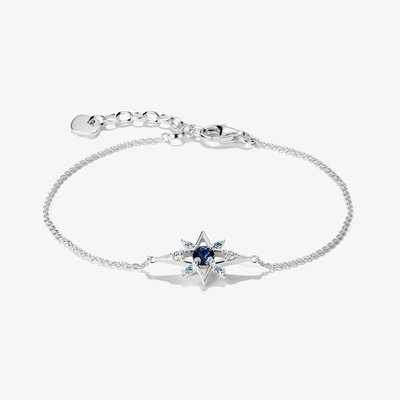 THOMAS SABO Sterling Silver & Blue Crystal Star Bracelet A2246-166-1-L19V
