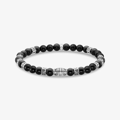 THOMAS SABO Blackened Sterling Silver Black Onyx Beaded Bracelet A2087-507-11-L19