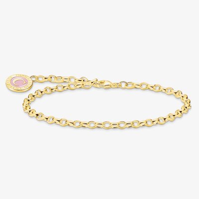 Gold Plated Pink Cold Enamel 13cm Charm Bracelet X2088-427-39-13