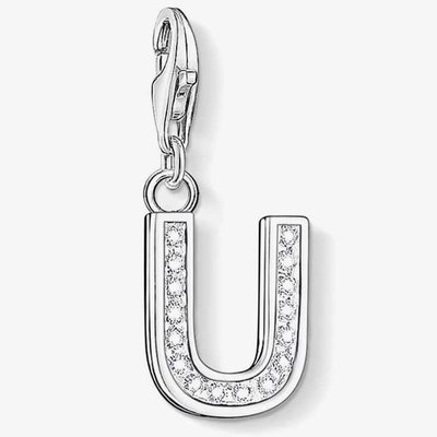 Silver Cubic Zirconia Letter U Charm 0243-051-14