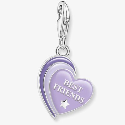 Silver Best Friends Purple Cold Enamel Heart Charm 2046-664-13