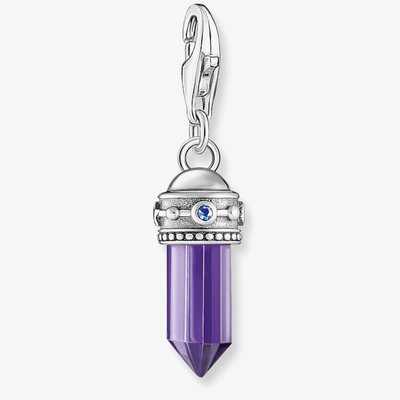 Silver Purple Hexagon Amulet Charm 2047-348-13