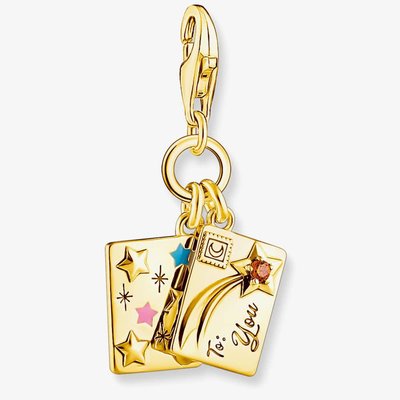 Gold Plated Multi Enamel Christmas Postcard Letter Charm 2065-414-7
