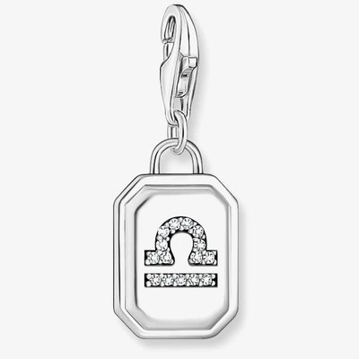 Silver Octagonal Cubic Zirconia Libra Charm 2141-643-21