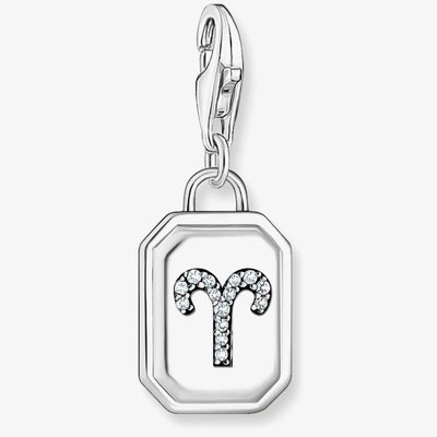 Silver Octagonal Cubic Zirconia Aries Charm 2147-643-21