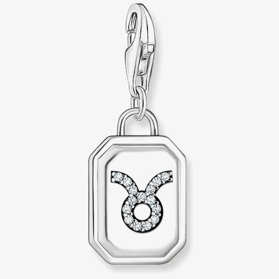 Silver Octagonal Cubic Zirconia Taurus Charm 2151-643-21