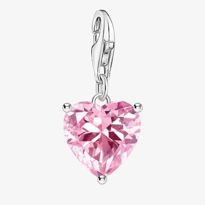 As We Love Silver Pink Cubic Zirconia Heart Dropper Charm 2205-051-9