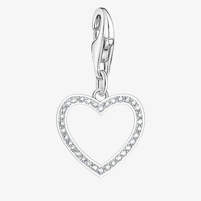 As We Love Silver Cubic Zirconia Open Heart Dropper Charm 2203-051-14