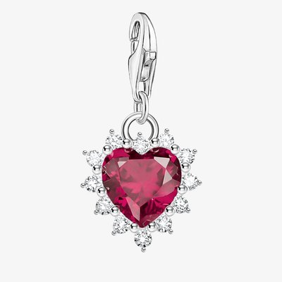 As We Love Silver Ruby Cubic Zirconia Heart Dropper Charm 2204-013-10