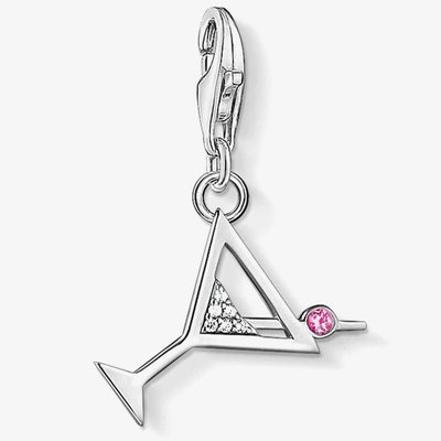 Silver Clear and Pink Cubic Zirconia Cocktail Charm 1802-013-27