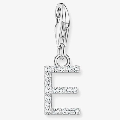 Silver Cubic Zirconia Letter E Charm 1945-051-14