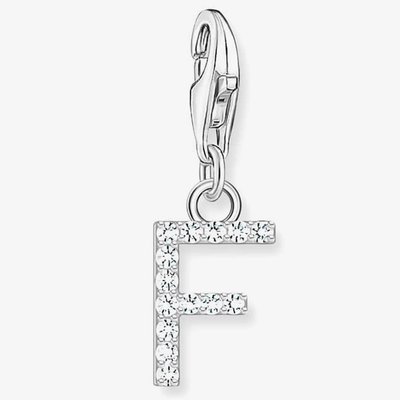 Silver Cubic Zirconia Letter F Charm 1946-051-14