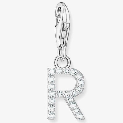 Silver Cubic Zirconia Letter R Charm 1955-051-14