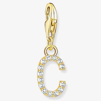 Gold Plated Cubic Zirconia Letter C Charm 1966-414-14
