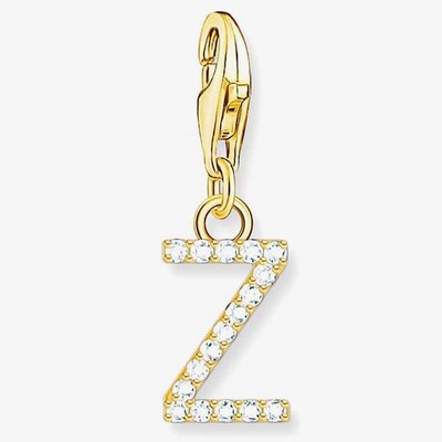 Gold Plated Cubic Zirconia Letter Z Charm 1989-414-14