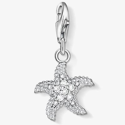 Silver Clear CZ Pavé Starfish Charm 0917-051-14