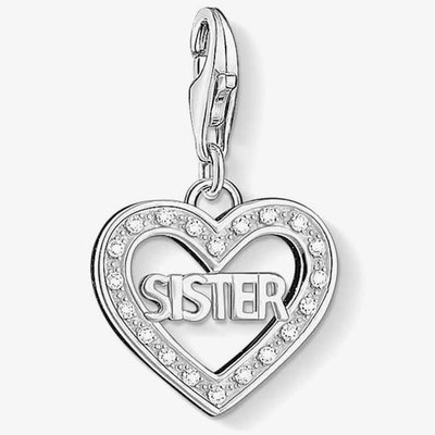 Silver Sister Heart Charm 1266-051-14