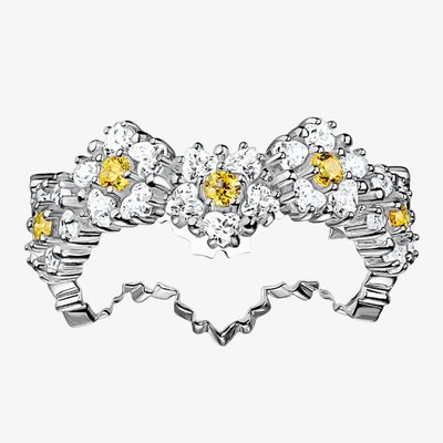 Ladies Silver Cubic Zirconia Multi Daisy Ring TR2337-051-4-54