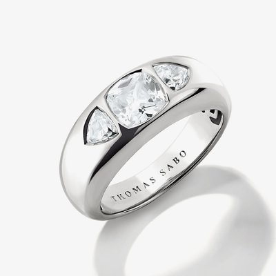 Bold Elegance Silver Three Stone Ring TR2525-051-014-54