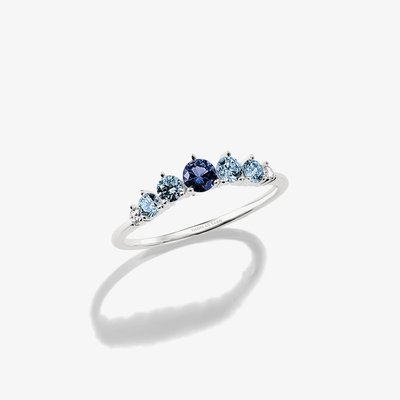 THOMAS SABO Sterling Silver & Blue Crystal Five Stone Ring TR2551-166-1-56