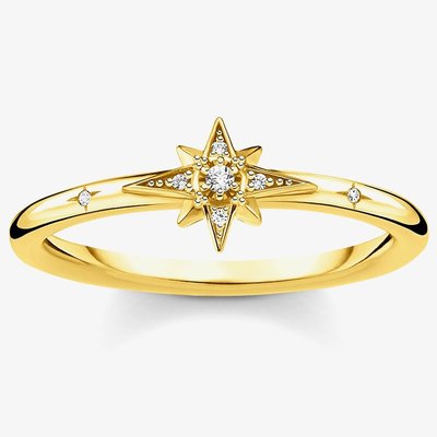 Gold Plated Cubic Zirconia Pave Star Ring TR2317-414-14-48