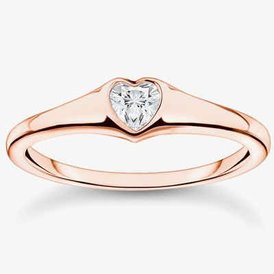 Ladies Rose Gold Plated Bezel Set Heart Ring TR2390-416-14-50