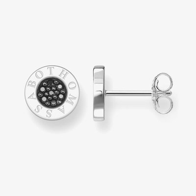 Silver Round Black Cubic Zirconia Studs H1547 051 11