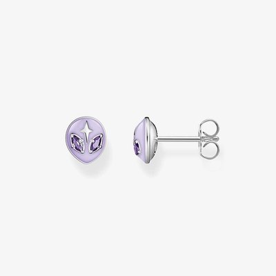 Purple Cold Enamel Alien Stud Earrings H2274-041-13