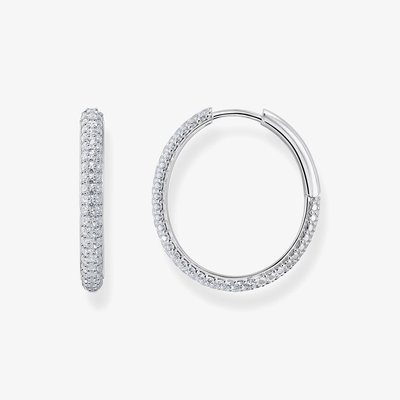 Sterling Silver 24.5mm Zirconia Hoop Earrings CR732-051-14