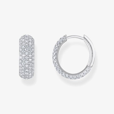 Sterling Silver 16mm Zirconia Hoop Earrings CR731-051-14