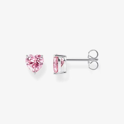 Sterling Silver Pink Heart Zirconia Stud Earrings H2306-051-9