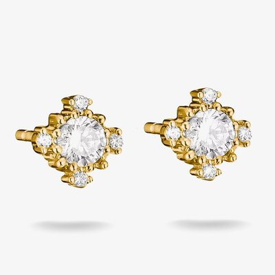 THOMAS SABO Classics 18ct Yellow Gold Plated Cubic Zirconia Stud Earrings H2311-M01-14