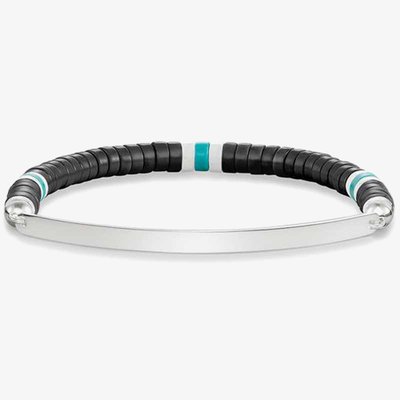 Silver Love Bridge Black Obsidian Bead Bracelet LBA0092-885-11-17.5 cm