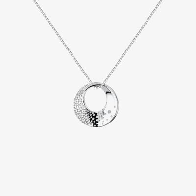 Quest Silver Diamond Circle Pendant Necklace DP786