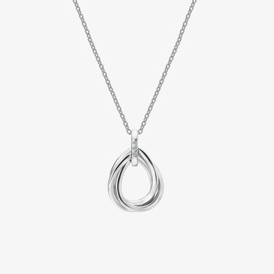 Trio Teardrop Sterling Silver Diamond Pendant Necklace DP779