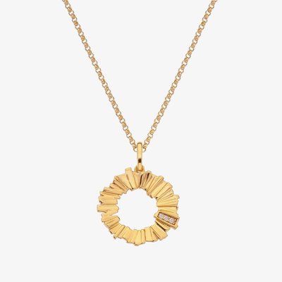 Believe 18ct Gold Plated Diamond Small Open Circle Pendant Necklace DP841